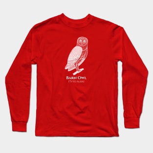 Barn Owl with Common and Scientific Names - bird lovers design Long Sleeve T-Shirt